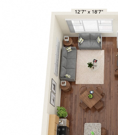 Preserve at Peachtree Shoals_3D_1 Bedroom Floor Plan